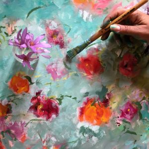 quadro-fiori-rosa-e-turchese-300x300